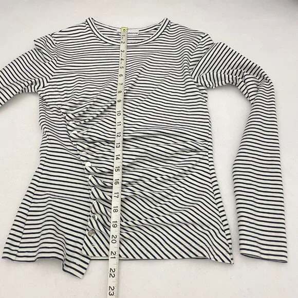 Paco Rabanne Striped Snap Button Asymmetric Drape Front Top - Picture 9 of 9